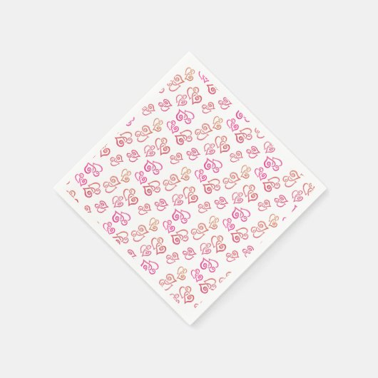 Gekoppeld Sinaasappel roze hartenpatroon over witt Servet (Hoek)