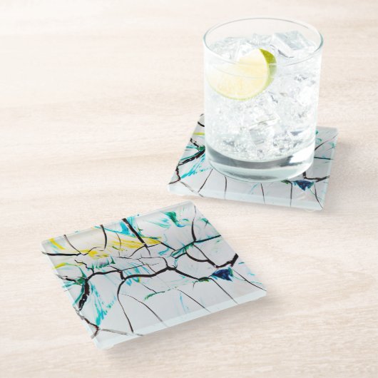 Gekoppelde acrylelementen met meerdere kleuren glazen onderzetter (Schuin)