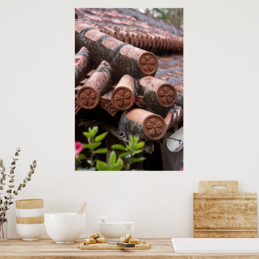 Gekoppelde dakbedekking van Okinawan House Poster (Keuken)