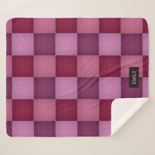 Gekoppelde Floral Patchwork - Roos Shades - jouw n Sherpa Deken (Voorkant (horizontaal))