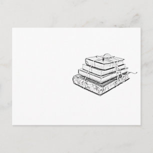 Gekoppelde Gestapelde Boeken  Schetsillustratie Briefkaart