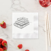 Gekoppelde Gestapelde Boeken  Schetsillustratie Servetten (Insitu)