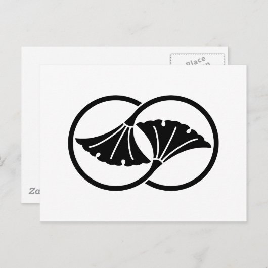Gekoppelde ginkgobladcirkels briefkaart (Voorkant / Achterkant)