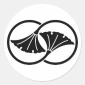 Gekoppelde ginkgobladcirkels ronde sticker (Voorkant)