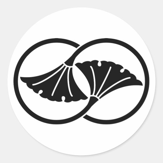 Gekoppelde ginkgobladcirkels ronde sticker (Voorkant)