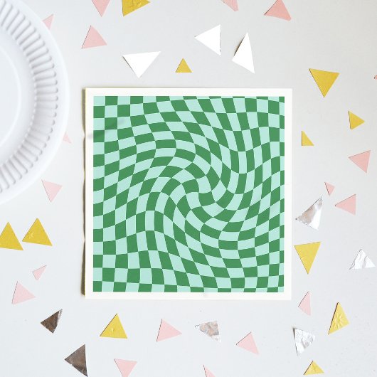 Gekoppelde groene blauwe checkboard met checkboard servet