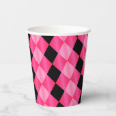 Gekoppelde Harlequin, roze-zwart-PAPER PARTIJ CUPS Papieren Bekers (Achterkant)