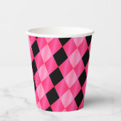 Gekoppelde Harlequin, roze-zwart-PAPER PARTIJ CUPS Papieren Bekers (Voorkant)