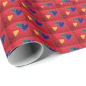 Gekoppelde harten cadeaupapier (Rol Hoek)