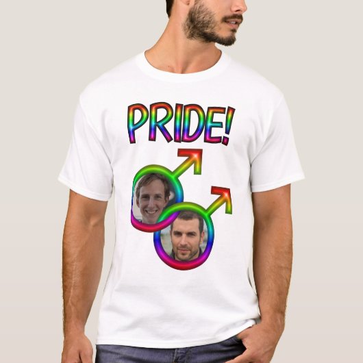 Gekoppelde Rainbow Mannelijke Tekens Foto Lijst Ga T-shirt (Voorkant)