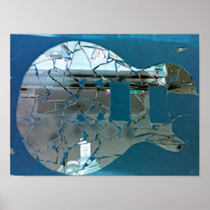 Gekoppelde spiegelgitaarkunst poster
