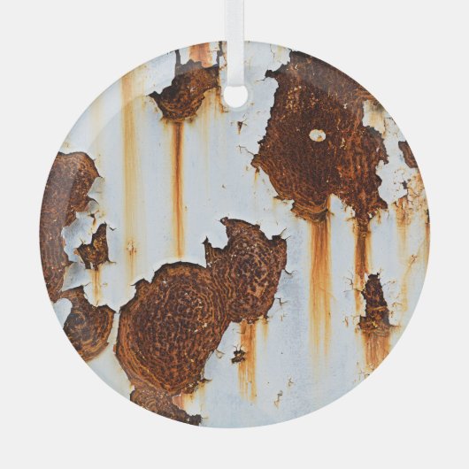 Gekorrodeerde witte roeststrepen glas ornament (Voorkant)