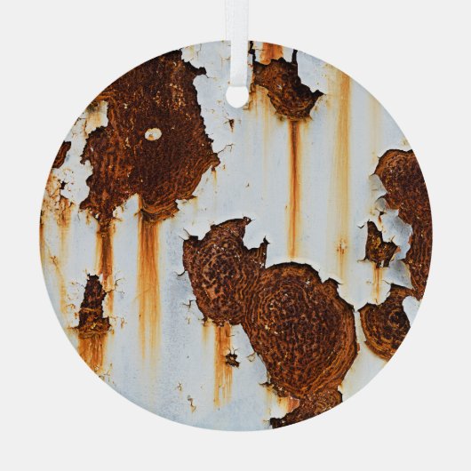 Gekorrodeerde witte roeststrepen glas ornament (Achterkant)