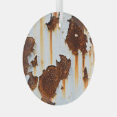 Gekorrodeerde witte roeststrepen glas ornament (Voorkant Rechts)