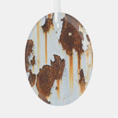 Gekorrodeerde witte roeststrepen glas ornament (Voorkant links)