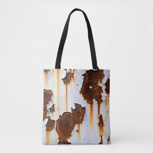 Gekorrodeerde witte roeststrepen tote bag (Voorkant)