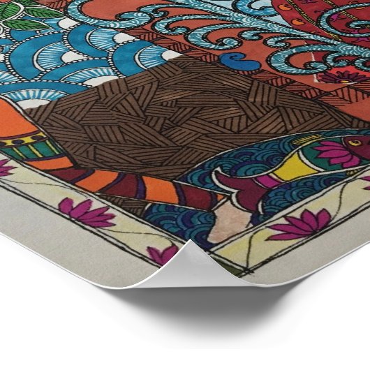 gekozen bruid in palanquin in Madhubani stijl Poster (Hoek)