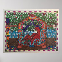 gekozen bruid in palanquin in Madhubani stijl