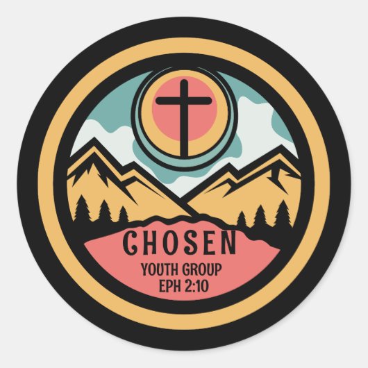 Gekozen Christelijke Jeugd Ronde Sticker (Voorkant)