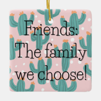 Gekozen Familie Cacti Square Gift Label / Keramisch Ornament