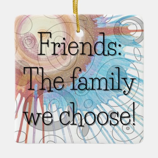 Gekozen Familie Plein Gift Label / Keramisch Ornament (Voorkant)