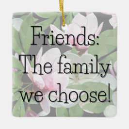 Gekozen Family Square Dogwood Gift Label / Keramisch Ornament