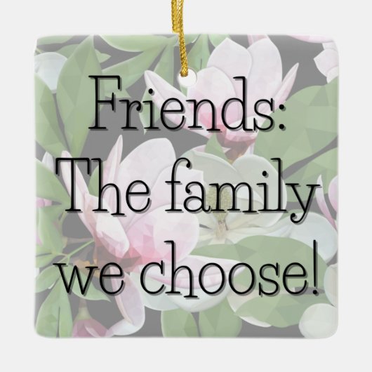 Gekozen Family Square Dogwood Gift Label / Keramisch Ornament (Voorkant)