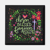 Gekozen Gezegend  Paaskruis Bloemen Magneet (Voorkant)