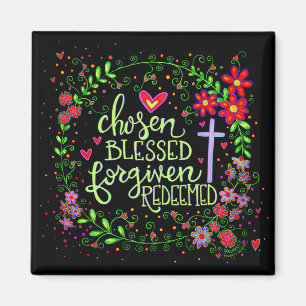 Gekozen Gezegend Paaskruis Bloemen Magneet