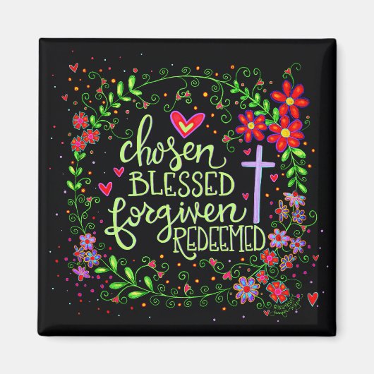 Gekozen Gezegend Paaskruis Bloemen Magneet (Voorkant)