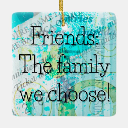 Gekozen Gezin Gemengde Media Square Gift Label / Keramisch Ornament (Voorkant)