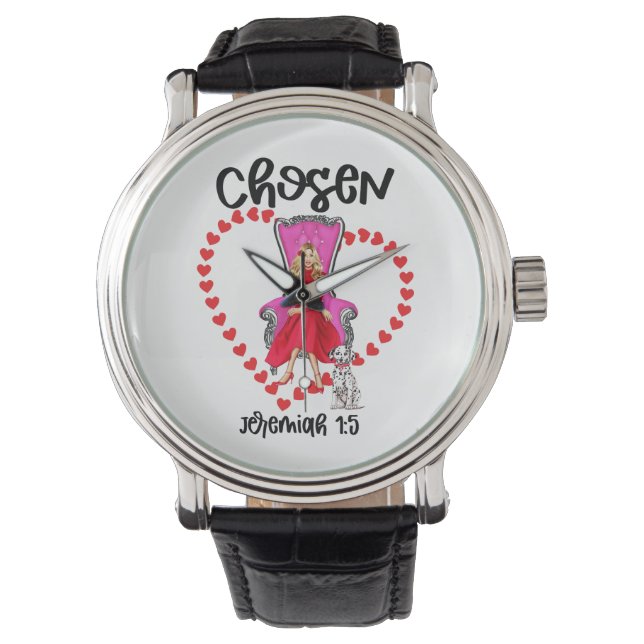 Gekozen Jeremia 1:5 Valentijn Galentines Dag God Horloge (Voorkant)