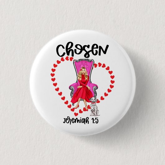 Gekozen Jeremia 1:5 Valentijn Galentines Dag God Ronde Button 3,2 Cm (Voorkant)