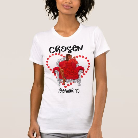 Gekozen Jeremia 1:5 Valentijn Galentines Dag God T-shirt (Voorkant)