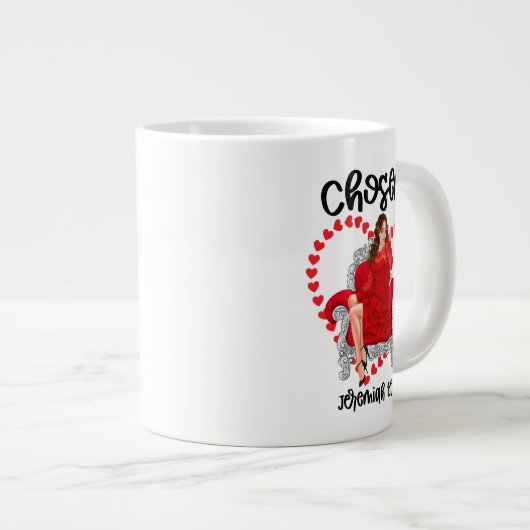 Gekozen Jeremia 1:5 Valentijn Galentines Day By Go Grote Koffiekop (Voorkant rechts)