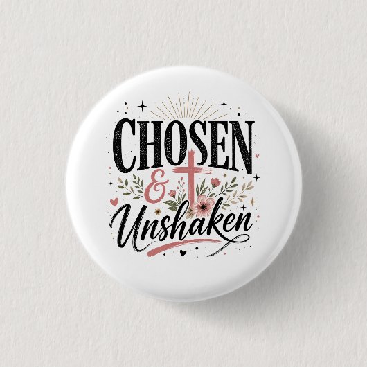 Gekozen & Onwankelbare Knop  Ronde Button 3,2 Cm (Voorkant)