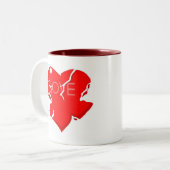 Gekraakt + gebroken hart tweekleurige koffiemok (Voorkant links)
