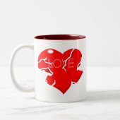 Gekraakt + gebroken hart tweekleurige koffiemok (Links)
