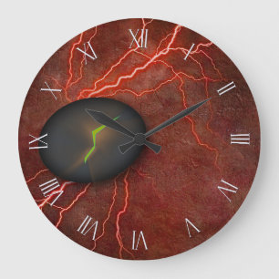 Gekraakte steen geeft licht uit grote klok