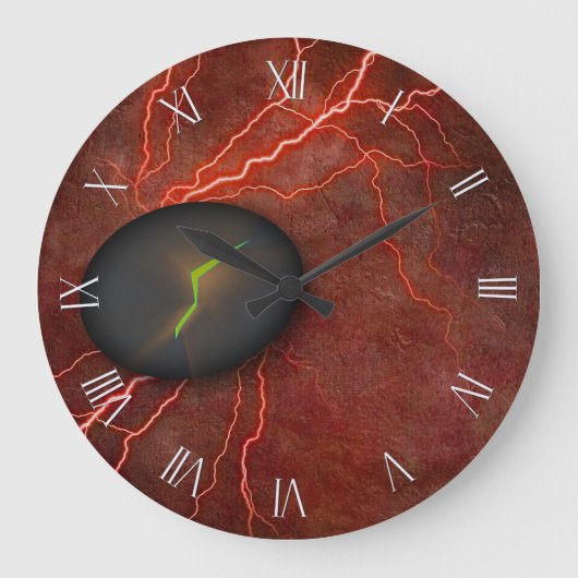 Gekraakte steen geeft licht uit grote klok (Voorkant)