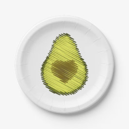 Gekrabbelde Avocado Liefde Papieren Bordje