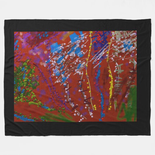 Gekrabbelde Bloemen Graffiti Fleece Deken (Voorkant (Horizontaal))