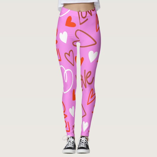 Gekrabbelde Liefdeshart Leggings (Voorkant)