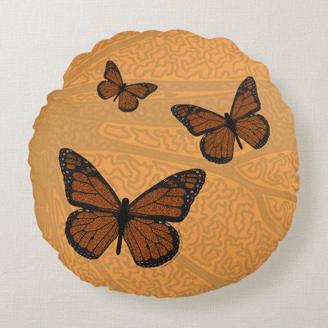 Gekrabbelde Monarch Ronde Kussen (Voorkant)