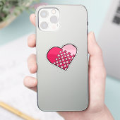 Gekrabbelde Roze Geweven Hart Kiss-Cut Sticker (Telefoon)