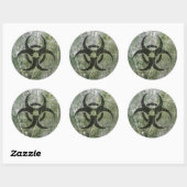 Gekrabd en versleten grijs en zwart biohazard symb ronde sticker (Vel)