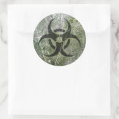 Gekrabd en versleten grijs en zwart biohazard symb ronde sticker (Tas)