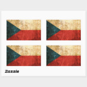 Gekrabd en versleten Tsjechische vlag Rechthoekige Sticker (Vel)