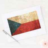 Gekrabd en versleten Tsjechische vlag Rechthoekige Sticker (Envelop)