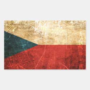 Gekrabd en versleten  Tsjechische vlag Rechthoekige Sticker